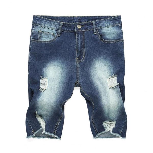 

men's shorts broken cool knee-length destroyed men jean for daily life, White;black