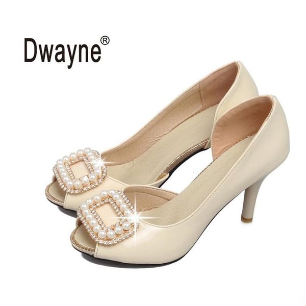 

dress shoes big size women's shoe 8.5cm high heels summer peep toe pumps party for women wedding da-67-53, Black