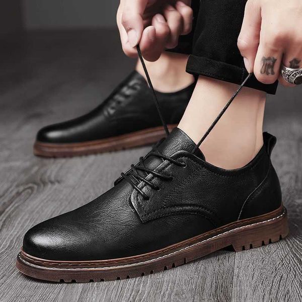 

2021 leather sho men's summer breathable busins formal drs british casual fashion spring and