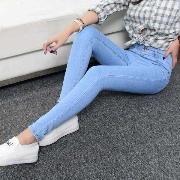 

women's jeans plus size denim jean women high waist stretch skinny long pencil pants ladies black blue summer elastic slim tr