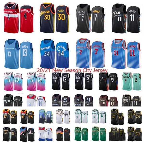 

new season 20-21 men anthony 3 davis 0 lillard 11 young 30 curry 2 ball 3 wade 4 westbrook 12 morant 13 george teams city basketball jersey, Black;red