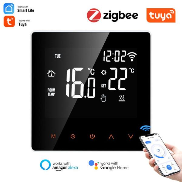 

smart home control zigbee thermostat temperature controller hub required water/electric floor heating water/gas boiler with alexa google