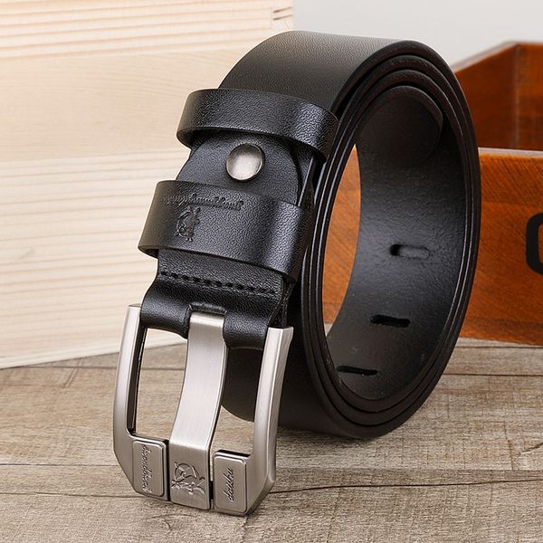

buckles belts men's leather head business young people's pin buckle, Slivery;black