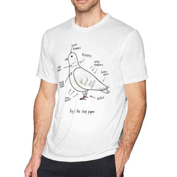 Pássaro Pombo Camisetas Anatomia de um pombo T-shirt Mens engraçado dos homens camiseta mangas curtas 4xl clássico tshirt Y220214