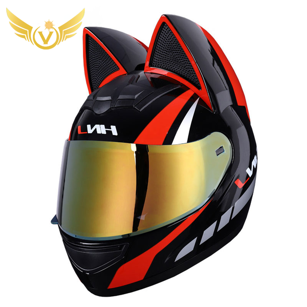 

motorcycle helmet full face casco moto breathable motocross with removalbe cat ears streamlined for woman man helmets