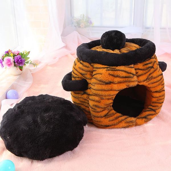

cat beds & furniture luxury bed house for small medium pet dog soft nest kennel kitten cave velvet sleeping bag mat pets winter warm cozy