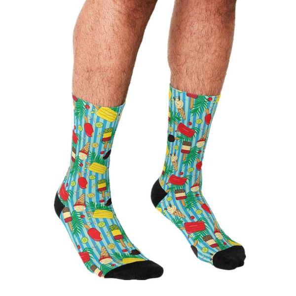 

men's socks funny ice creams and fruit summer pattern printed hip hop men happy cute boys street style crazy for, Black