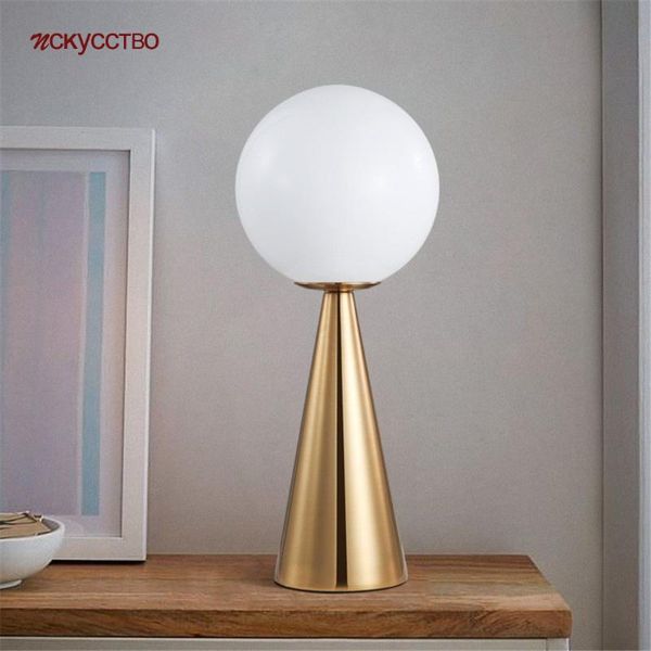 

table lamps nordic creative gold cone glass ball led lamp home deco living room bedroom bedside dressing desk light fixtures