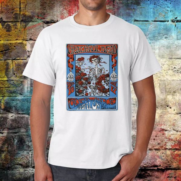 

greatful dead band t-shirt, music tee, rock tee, graphic tshirt. band tee shirt, White;black