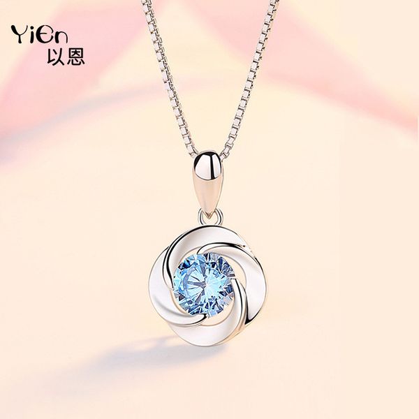 

925 silver ocean heart diamond necklace female lucky clover pendant
