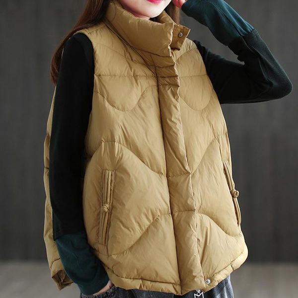 

women's vests ailegogo women winter down vest black stand collar gilet sleeveless puffer parkas female waistcoat duck, Black;white
