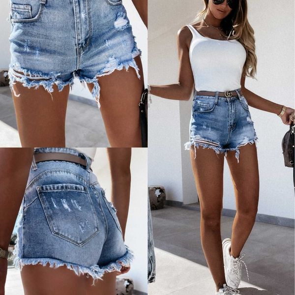 

jeans women's shorts with holes pants, Blue