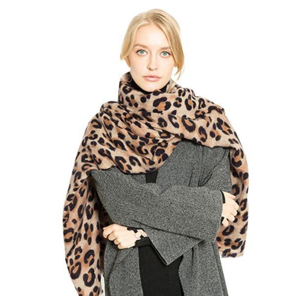 

scarves spring winter women scarf warm leopard printed long wool shawl soft neck vintage elegant lady bufandas hombre, Blue;gray