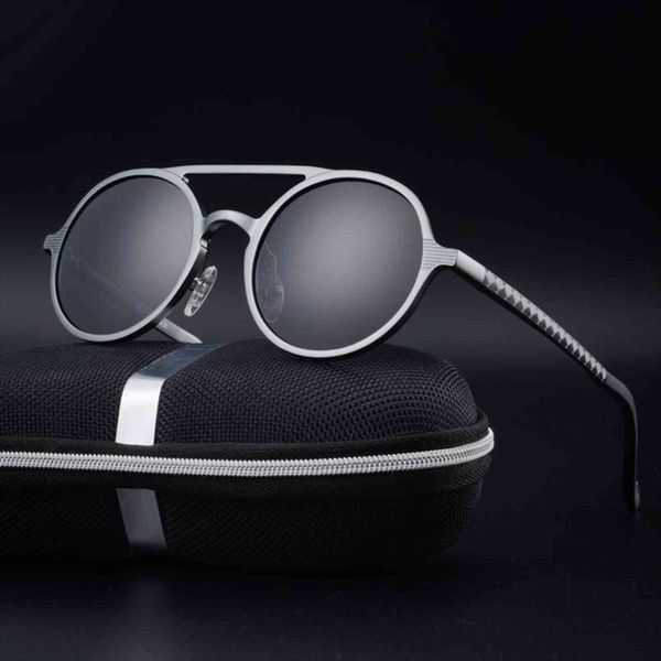 

vintage aluminum magnaseum hd polarized sunglasses for men punk round brand design sun glasses driving eyewear uv400 lentes sol, White;black