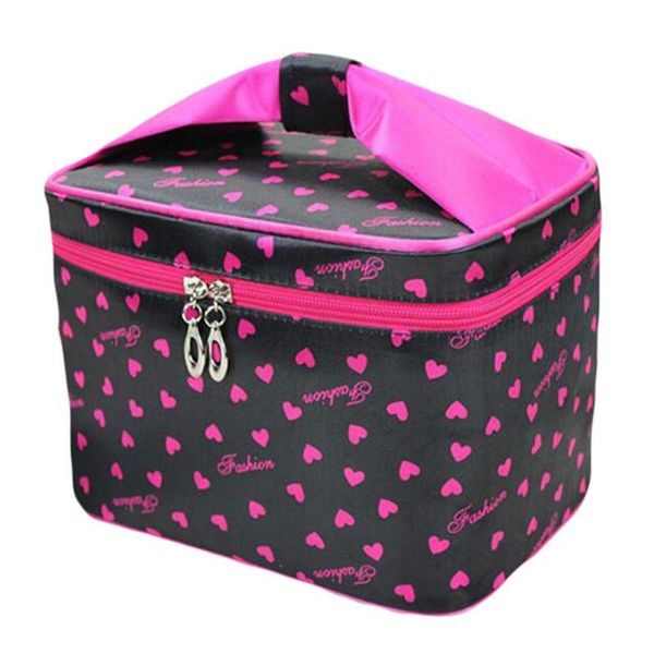 

toiletry cosmetic storage large travel makeup bag with sweet bow handle,black bags & cases