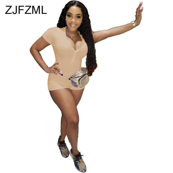 

women's jumpsuits & rompers white/khaki/black button up party club playsuit for women deep v neck full sleeve skinny bodysuit summer on, Black;white