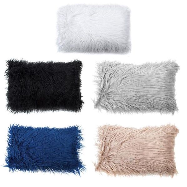

cushion/decorative pillow 5 styles 30x50cm cushion cover solid one side faux fur decorative throw case super soft plush for sofa bed home de