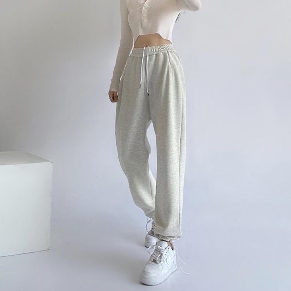 

women's pants & capris sweatpants women baggy gray drawstring wide leg streetwear fashion high waist exercise joggers female balck loos, Black;white