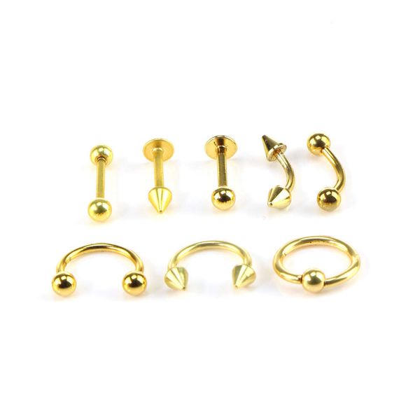 

8 puncture hybrid set stainless steel tongue nail lip navel ring eyebrow breast