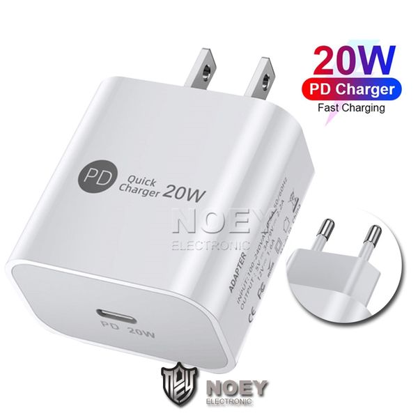 

usb-c pd charger 20w type c wall charge fast adapter us eu plugs quick charging phone chargers for iphone 12 pro max noey
