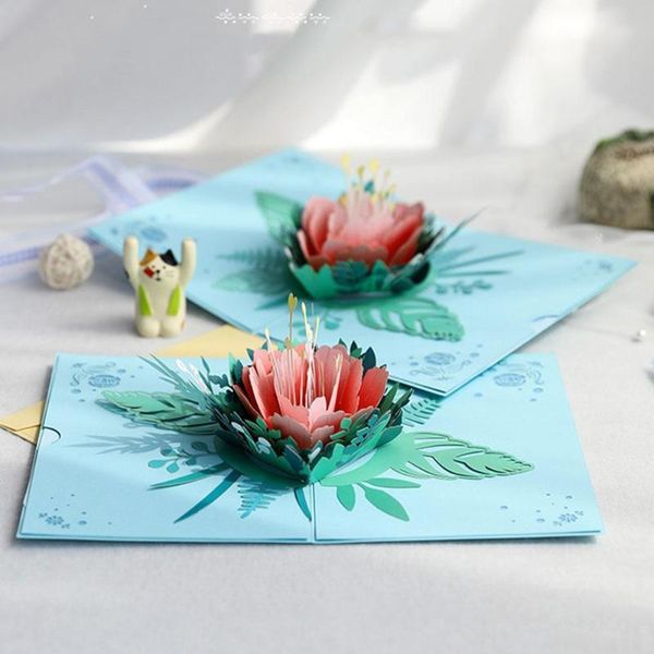 

greeting cards 3d peony valentine's day invitation laser cut boy girl kids gift card thank you postcard