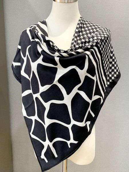 

scarves high-end elegant women fashion [ collision] black and white swallow gird quality silk cashmere warm large scarf shawl, Blue;gray