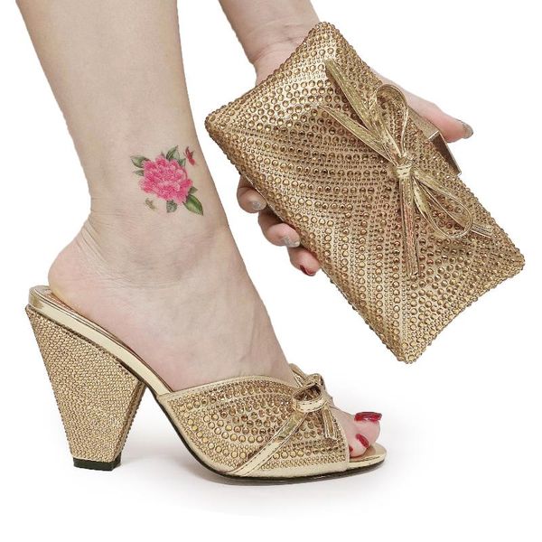 

dress shoes arrival italian with matching bags set decorated rhinestone women summer african wedding shoe and, Black