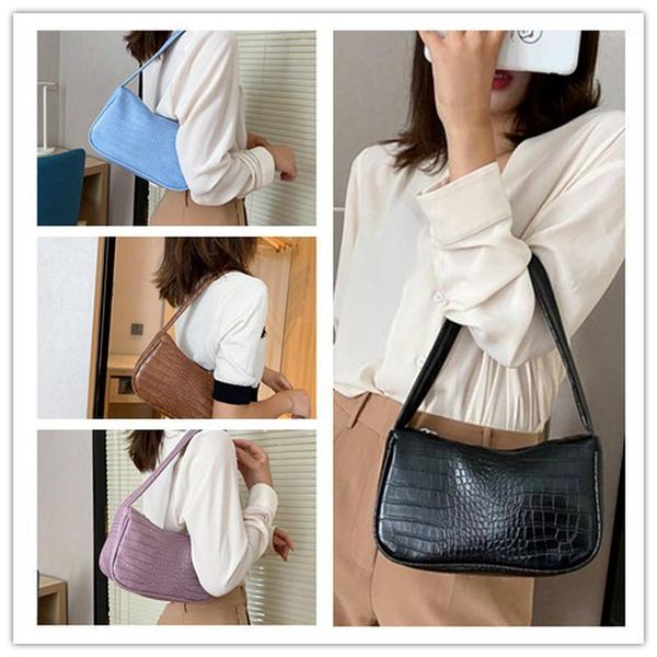 

evening bags crocodile pattern women underarm bag vintage design pu leather ladies small shoulder female tote baguette purse handbags