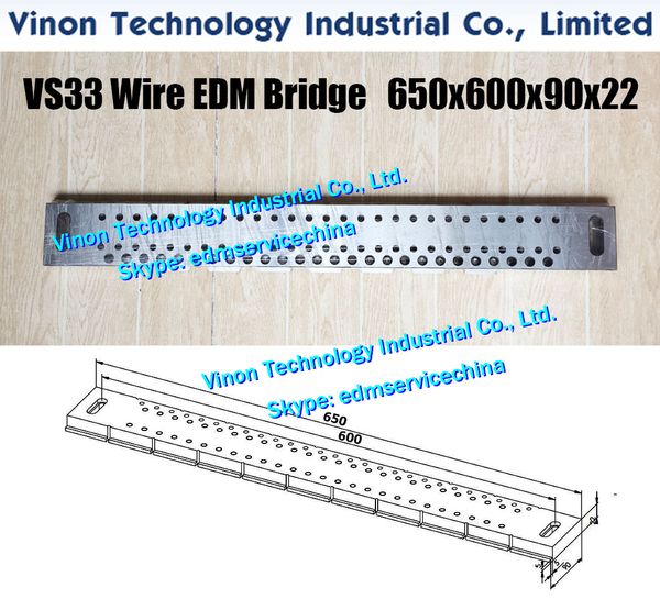 VS33 Wire EDM Ponte Peças L = 650x600x90x22mm, Precisão Fio-Cut-Bridge 650Lmm (aço inoxidável) EDM-JIG-Ferramentas-ponte para a máquina Wirecut-EDM