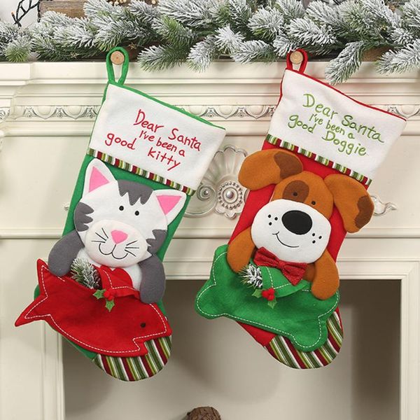 

christmas decorations stockings pendant cloth tree elk snowflake ornament pattern print party home decoration gift bag