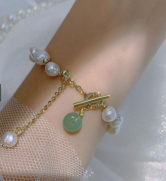 

link, chain bracelet for women fashion freshwater pearl 2021 simple jewelry accessories, Black