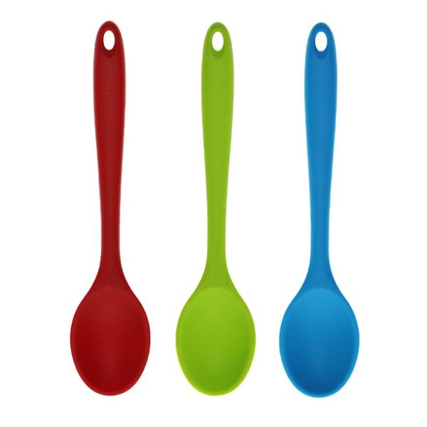 

dinnerware sets 3pcs kitchen silicone soup spoon 20.5cm -resistant health baby tablespoon tool dinner utensil creative small