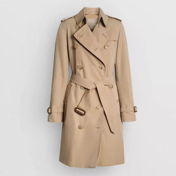 

women's trench coats long classic windbreaker waterproof british high-end english style autumn winter gabadian solid color size coat s4, Tan;black