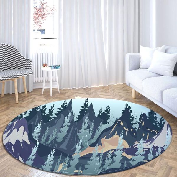 

ins style round area rugs large floor mat print cactus winter home living room bed bath decor forest carpet breath of fresh air carpets