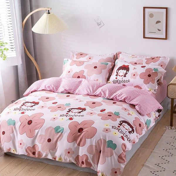 

bedding sets pink girl cartoon kawaii flower comforter set cute luxury fashion king  twin size bed linen duvet cover gifts