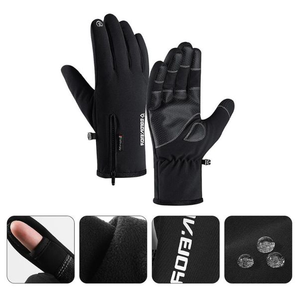 

cycling gloves 1 pair anti-slip windproof fishing 2 cut finger for riding, Black