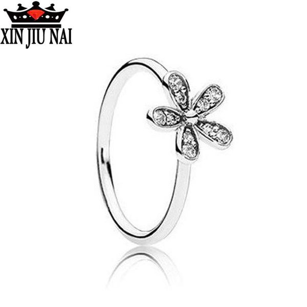 

cluster rings sterling silver 925 trend thai women's ring oxidized black jewelry a daisy flower valentine gift, Golden;silver