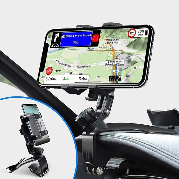 

upgraded 1200 degree dashboard car phone holder mobile stand rearview mirror sun visor in gps navigation bracket cell mounts & holders