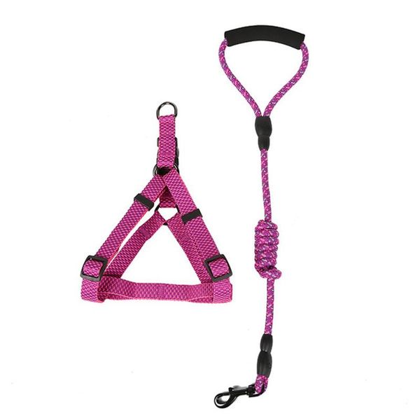

dog collars & leashes nylon harness adjustable leads pet for small medium walking 5 colors leash rope s/m/l jj50723