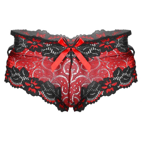 

bikinis mens sissy lingerie low waist lace briefs bowknot hollow out nightwear strappy boxers underpants