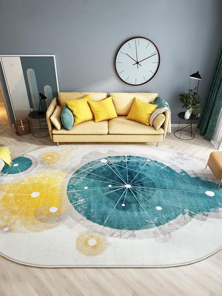 

carpets light luxury modern oval for living room piano coffee table mat nordic style art yellow bedroom carpet floor blue