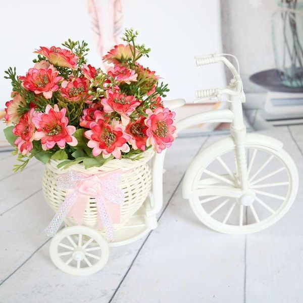

artificial daisy flower with bicycle basket pot set decor plant stand home garden outside party wedding car decoration decorative flowers &