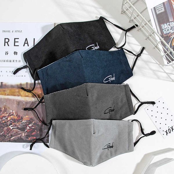 

men's and women's solid color letter printed adjustable ear buckle washable reusable mask