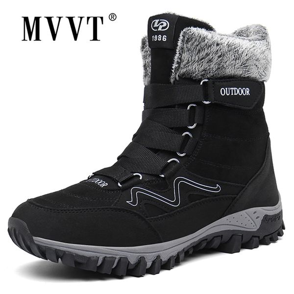 

super warm winter snow boots men mid-calf outdoor women winter patent boots waterproof keep warm high boots women botas hombre 211022, Black