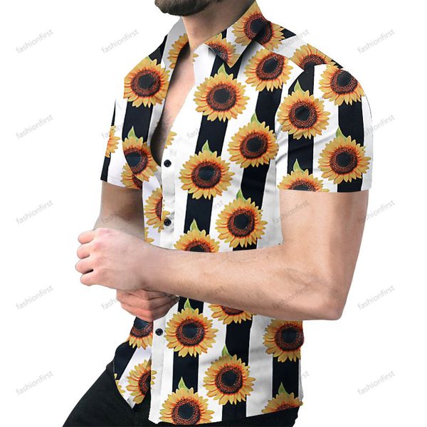 

Hawaiian Summer Short Sleeve Shirts Mens Fashion Casual Beach Shirt Button Up Roupas Plus Size Blouse, T54