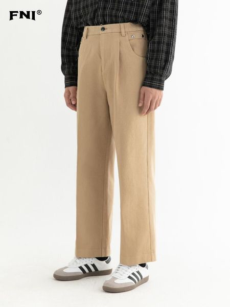 

men's pants fni european and american style casual denim suit straight tube wide leg autumn loose vertical feeling washing, Black