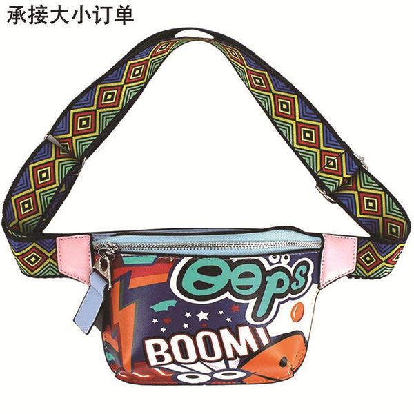 

summer fashion personality graffiti korean version wild diagonal wide shoulder strap bag waist bags