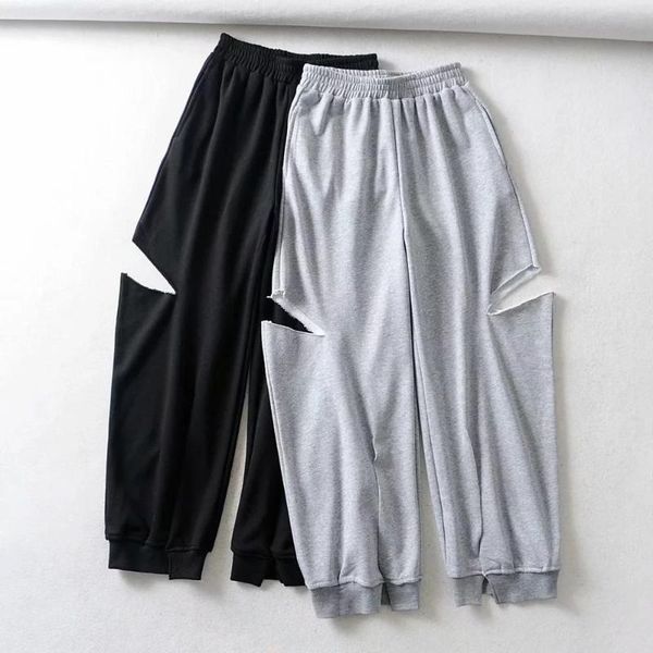 

cut design leisure haroun pants autumn dress of tall waist slacks for women sweat casual women's & capris, Black;white