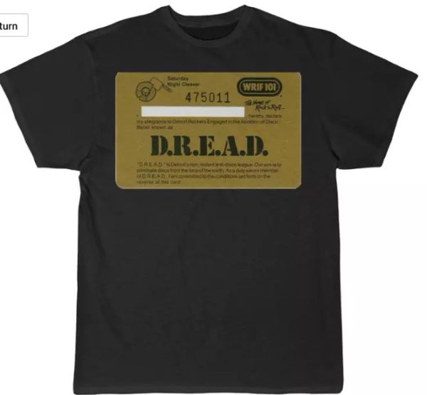 

dread card from wrif late 70's 2 sided special men's short sleeve tee, White;black