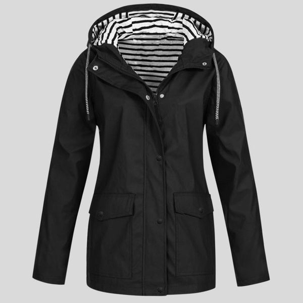 

women's trench coats hooded jackets 2021 spring autumn causal windbreaker women basic pockets zipper lightweight famale, Tan;black